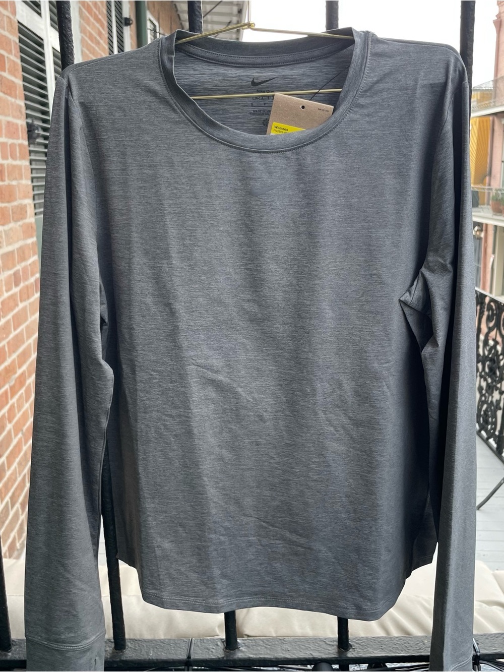 Nike Women’s Long-Sleeve Crewneck Top — Charcoal Gray